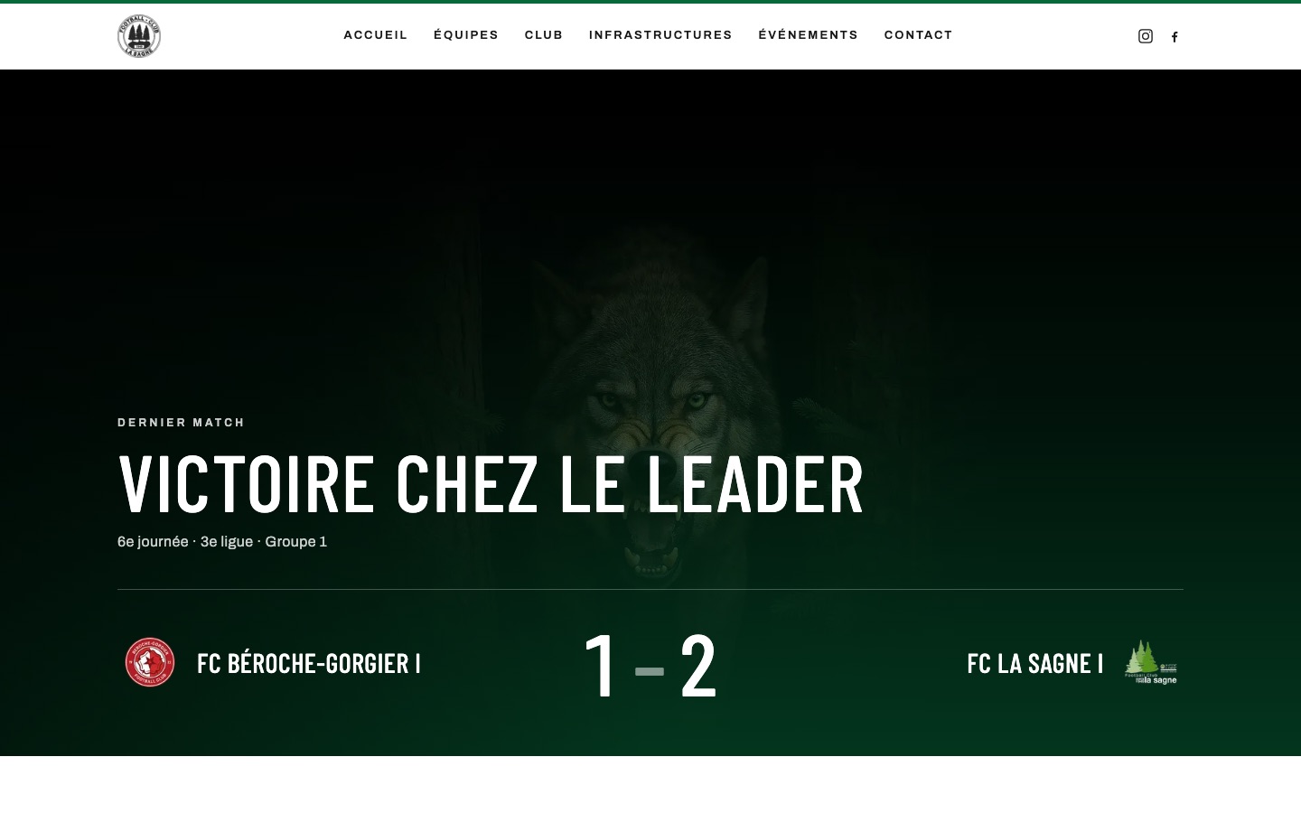 Page d’accueil de FC La Sagne sur grand écran