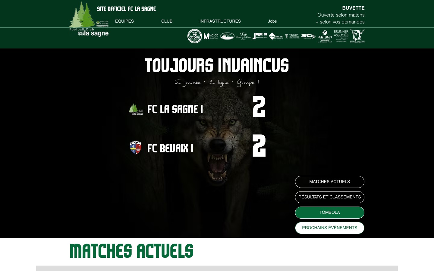 Page d’accueil de FC La Sagne sur grand écran